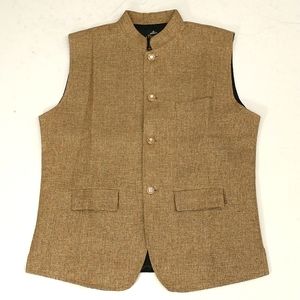 Waistcoat Vest Button Front Pockets Woven Flax Fiber Unisex Possible 40" Blazo